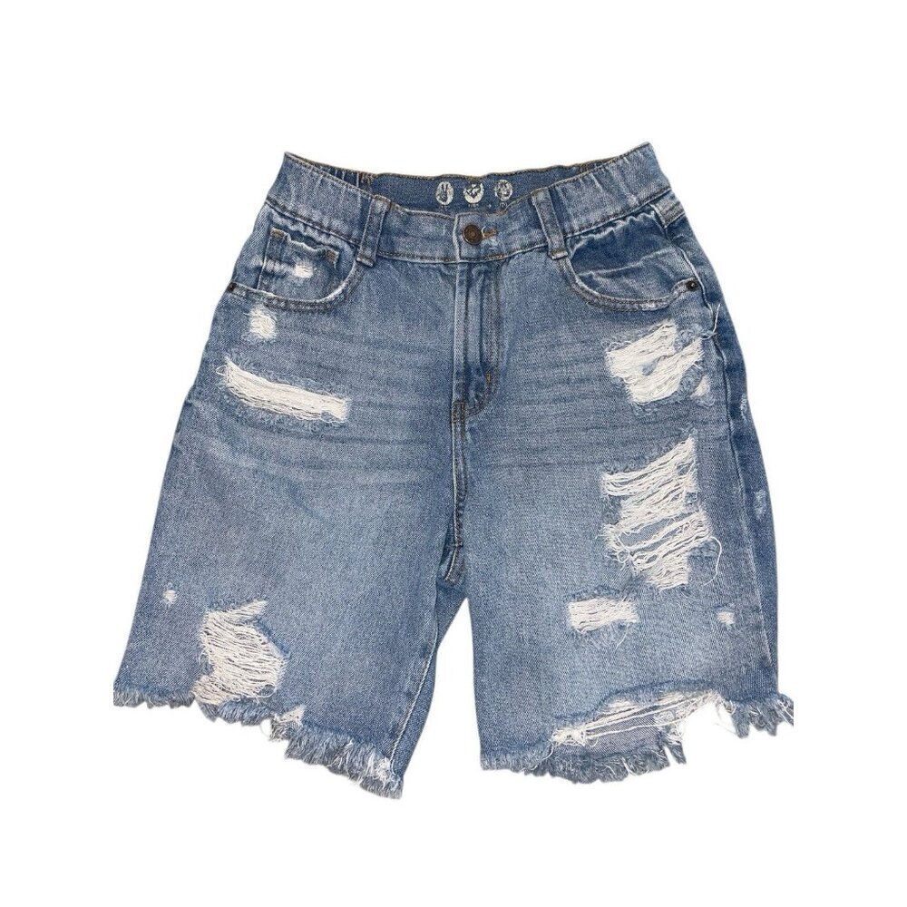 REWASH Bermuda Shorts Jorts Junior 5/27 Jean Denim Cut-Off Distressed High Rise